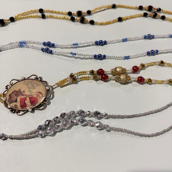 Unbranded Jewelry - Mixed Lot of 4 Handmade Beaded Lanyard Badge Holders, Glass, Pearls